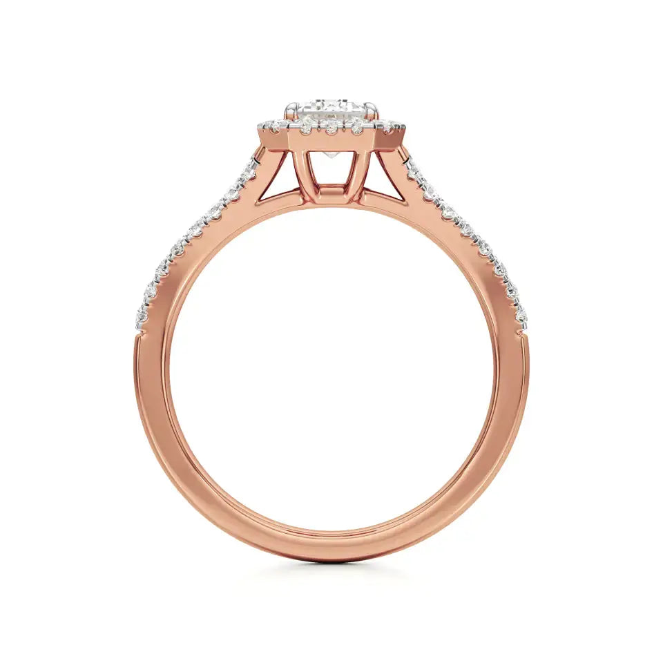 Mira | Round & Emerald Lab-Grown Diamond Halo Ring - Nivara