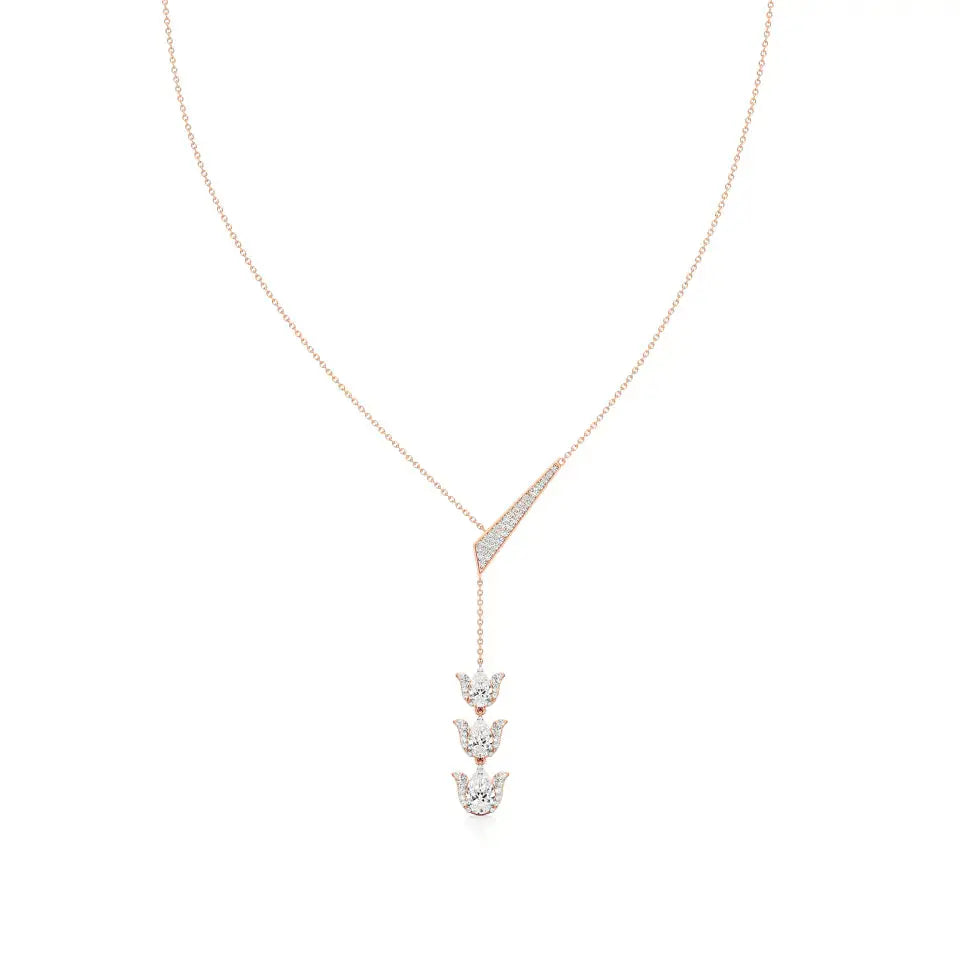 Flora | Pear & Round Lab Grown Diamonds Lotus Petals Necklace - Nivara