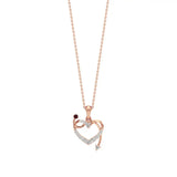 Sneh | Elegant Round Lab Grown Diamonds with Ruby Accent Heart Pendant - Nivara