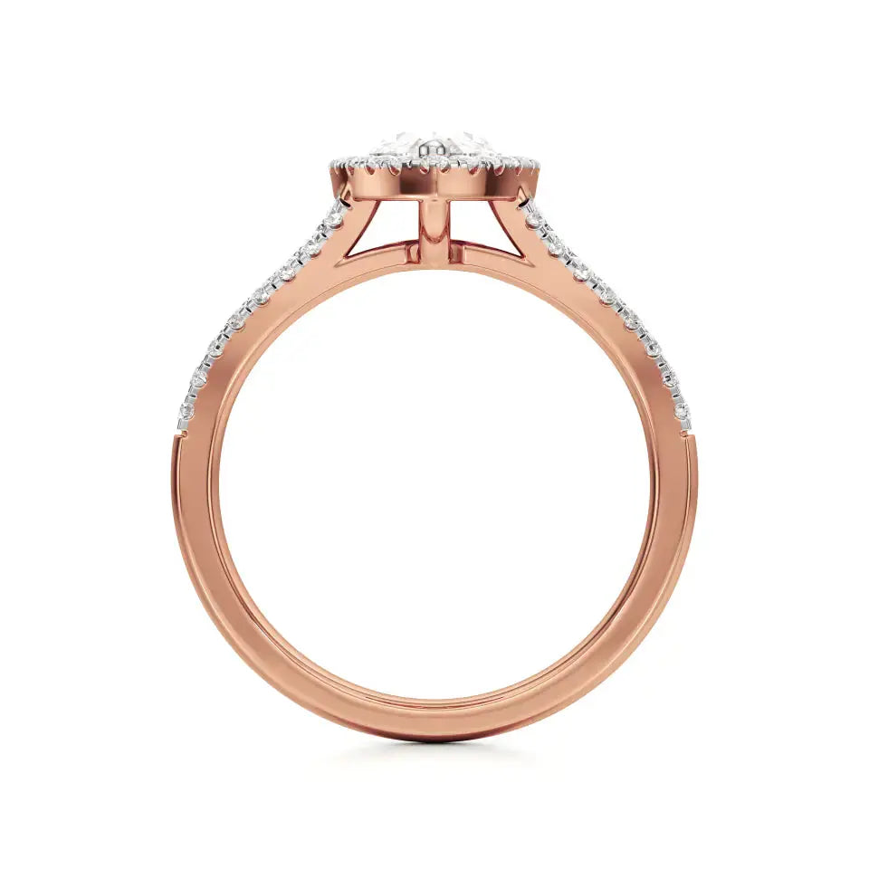 Mira | Marquise Cut Solitaire with Halo around it - Nivara