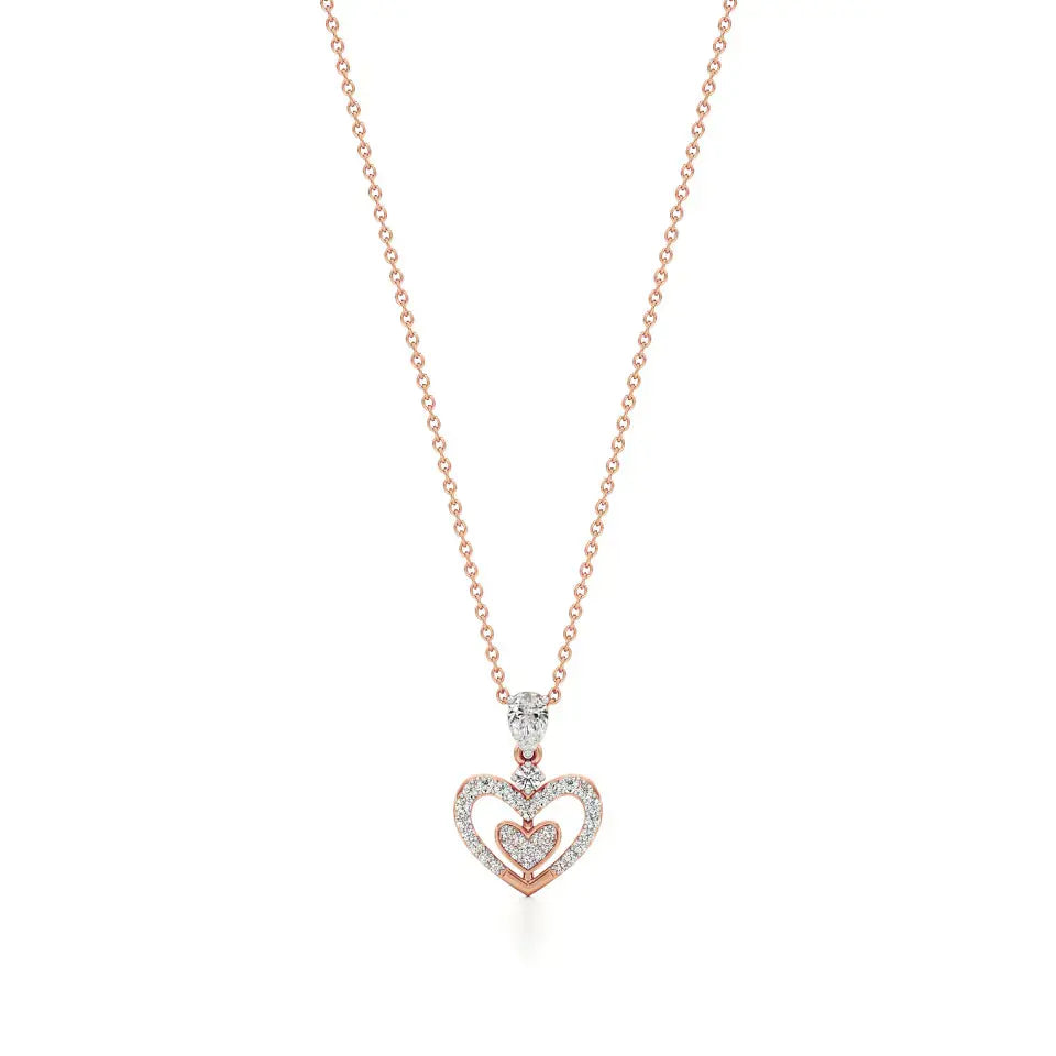 Sneh | Pear & Round Lab Grown Diamonds Heart Pendant - Nivara