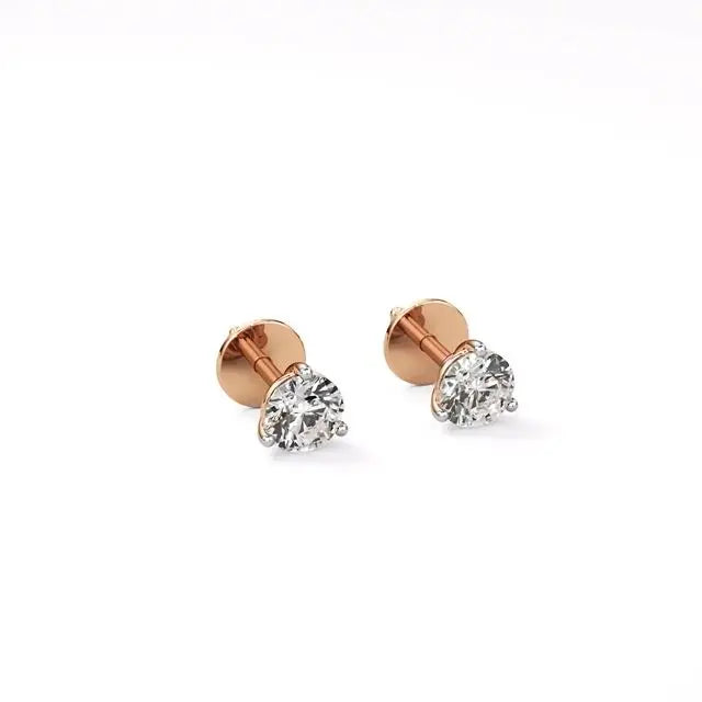 Sia | Three Prong Studs with Round Lab-Grown Diamond - Nivara