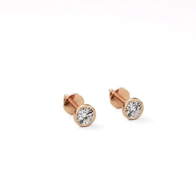 Mirage | Round Lab-Grown Diamond Studs with Bezel Setting - Nivara