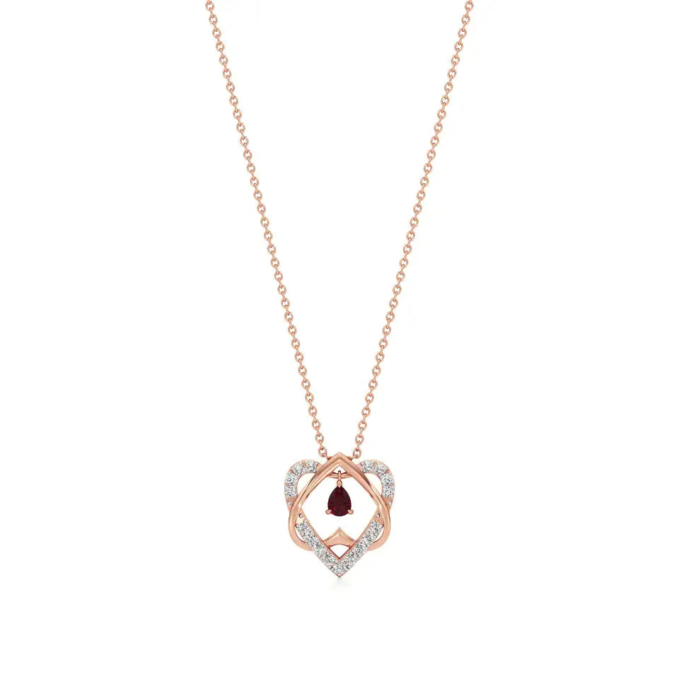 Sneh | Pear-Cut Ruby & Round Diamonds Pendant - Nivara