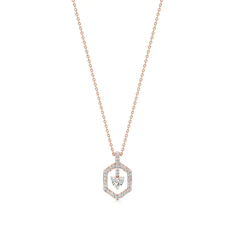 Sneh | Elegant Heart & Round Lab Grown Diamonds Pendant - Nivara