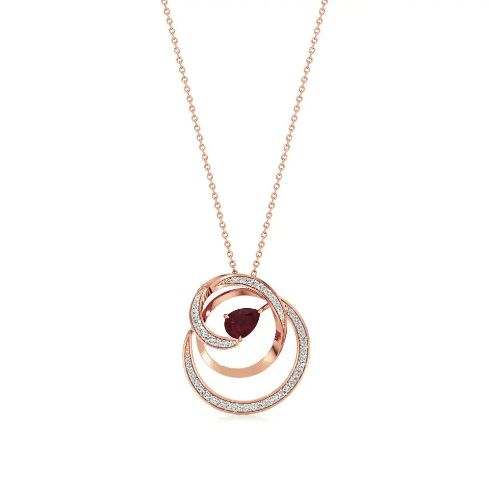 Mode | Pear-Cut Ruby & Round Diamonds Spiral Pendant - Nivara