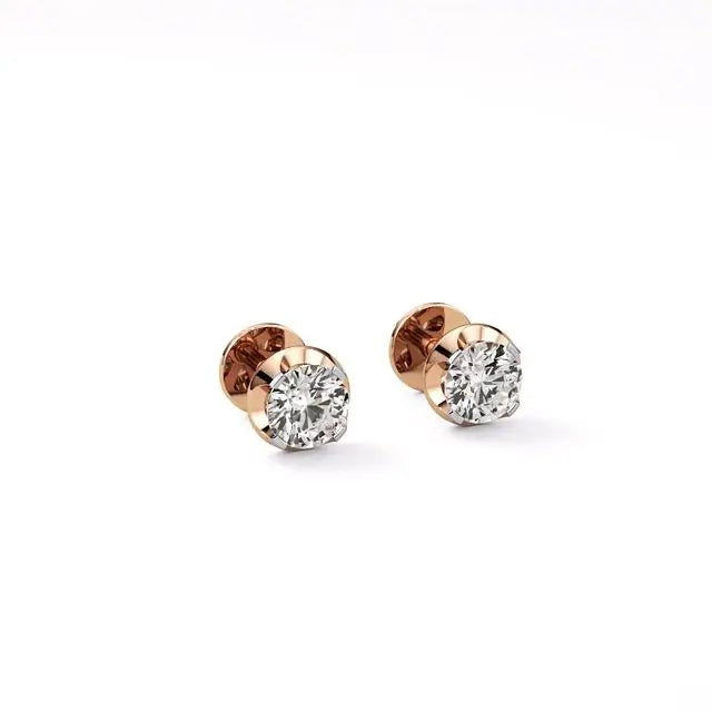 Mirage | Round Solitaire Lab-Grown Diamond Studs - Nivara