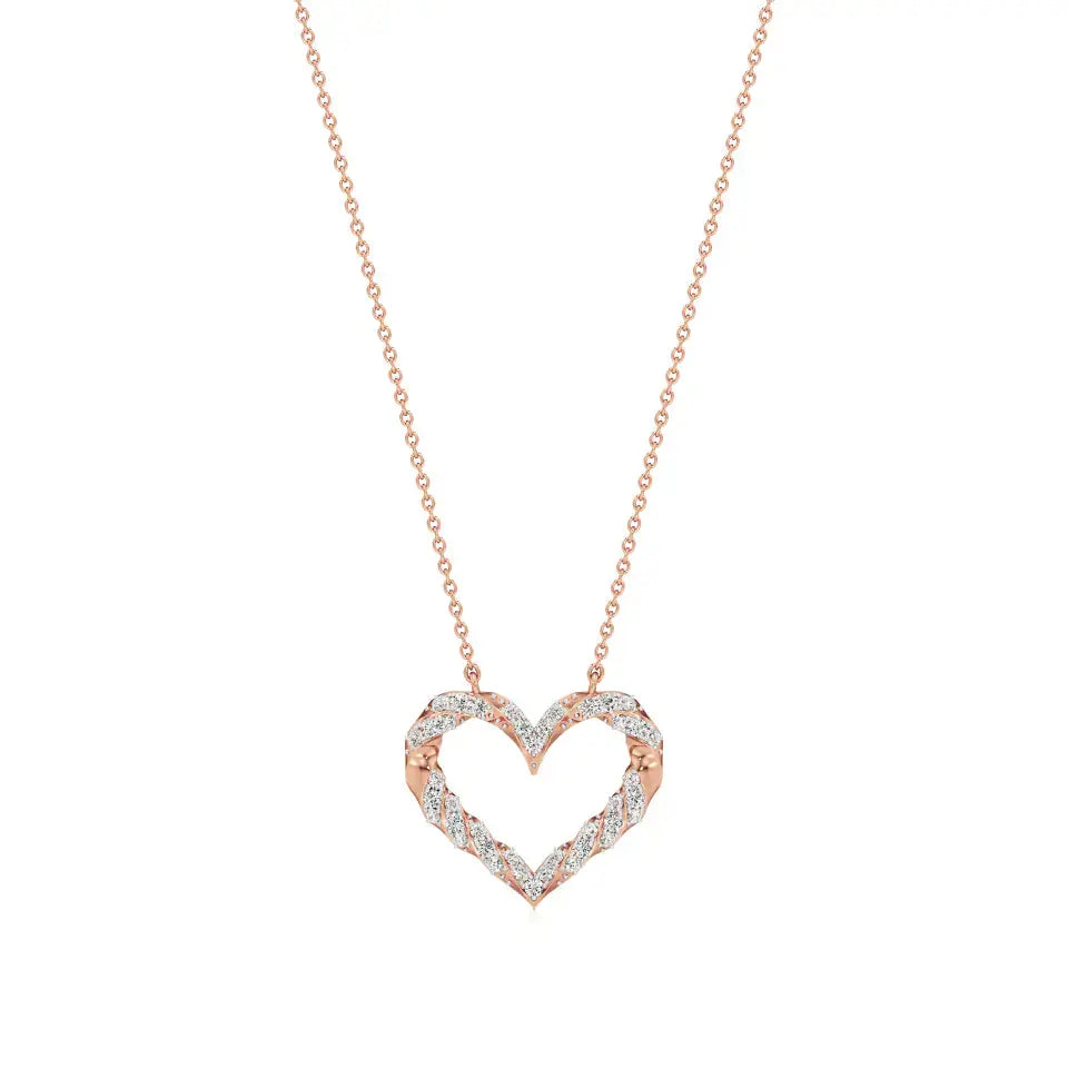 Sneh | Round Lab Grown Diamonds Twisted Heart Pendant - Nivara