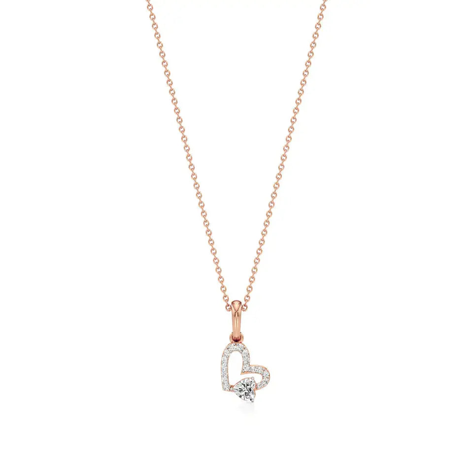 Sneh | Classic Heart & Round Lab Grown Diamonds Pendant - Nivara