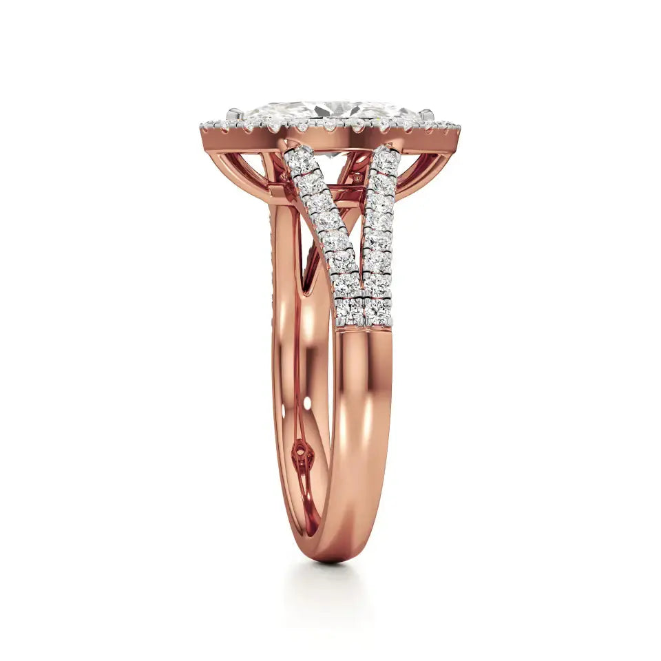 Mira | Marquise Cut Solitaire with Halo around it - Nivara
