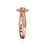 Flora | Round Solitaire with Halo Ring in Floral Design - Nivara