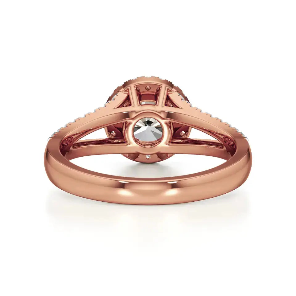 Mira | Round Solitaire with Halo Ring - Nivara