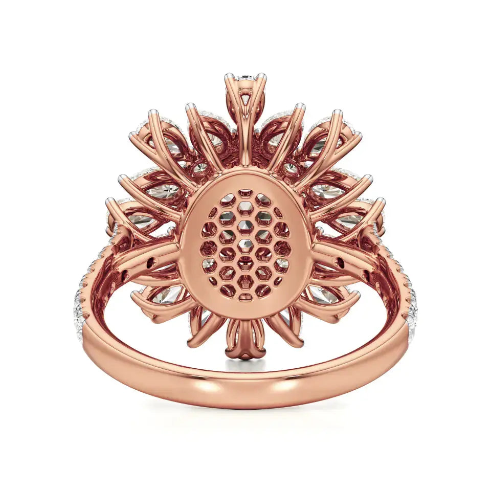Flora | Oval-cut Solitaire with Pear & Round Side Stones - Nivara