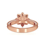 Flora | Round Solitaire with Halo Ring in Floral Design - Nivara