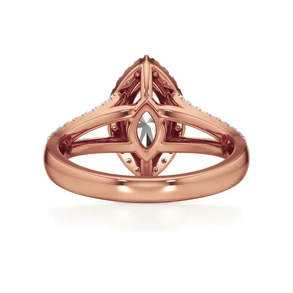Mira | Marquise Cut Solitaire with Halo around it - Nivara