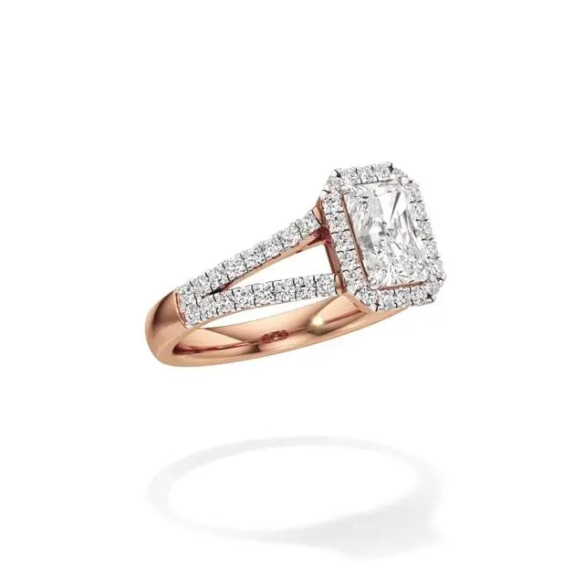 Mira | Emerald Cut Solitaire with Halo - Nivara