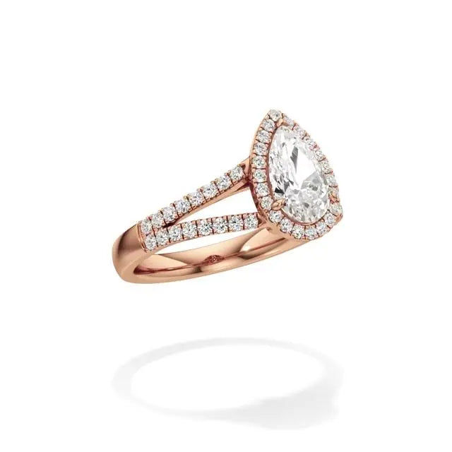Mira | Pear Cut Solitaire with Halo - Nivara