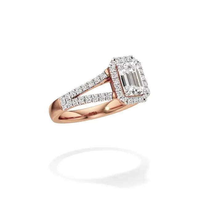 Mira | Round & Emerald Lab-Grown Diamond Halo Ring - Nivara