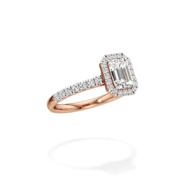 Mira | Emerald Lab-Grown Diamond Halo Ring - Nivara