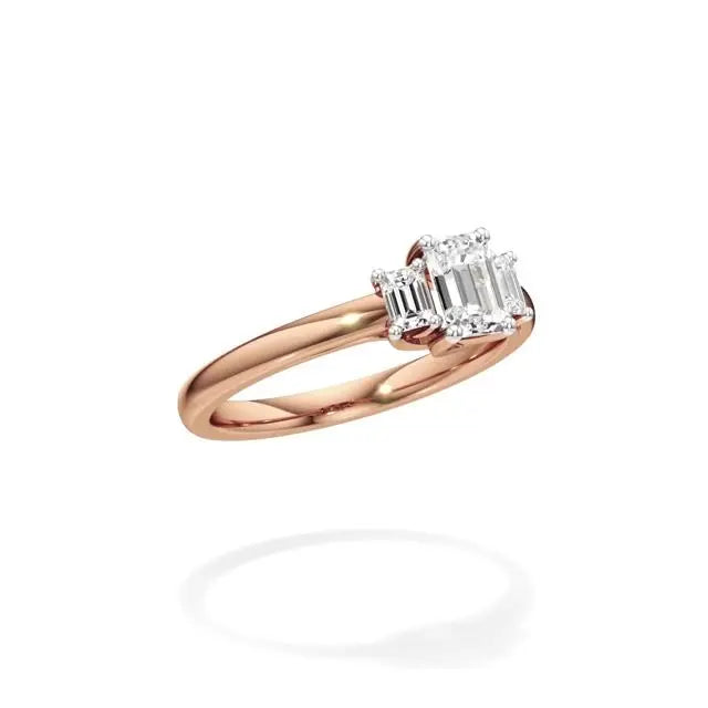 Aria | Emerald Lab-Grown Diamond Three-Stone Ring - Nivara