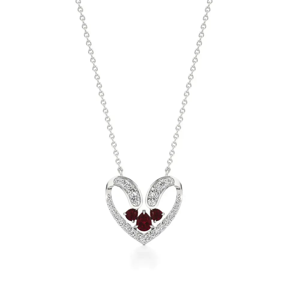 Sneh | Ruby & Lab Grown Diamonds Heart Pendant - Nivara