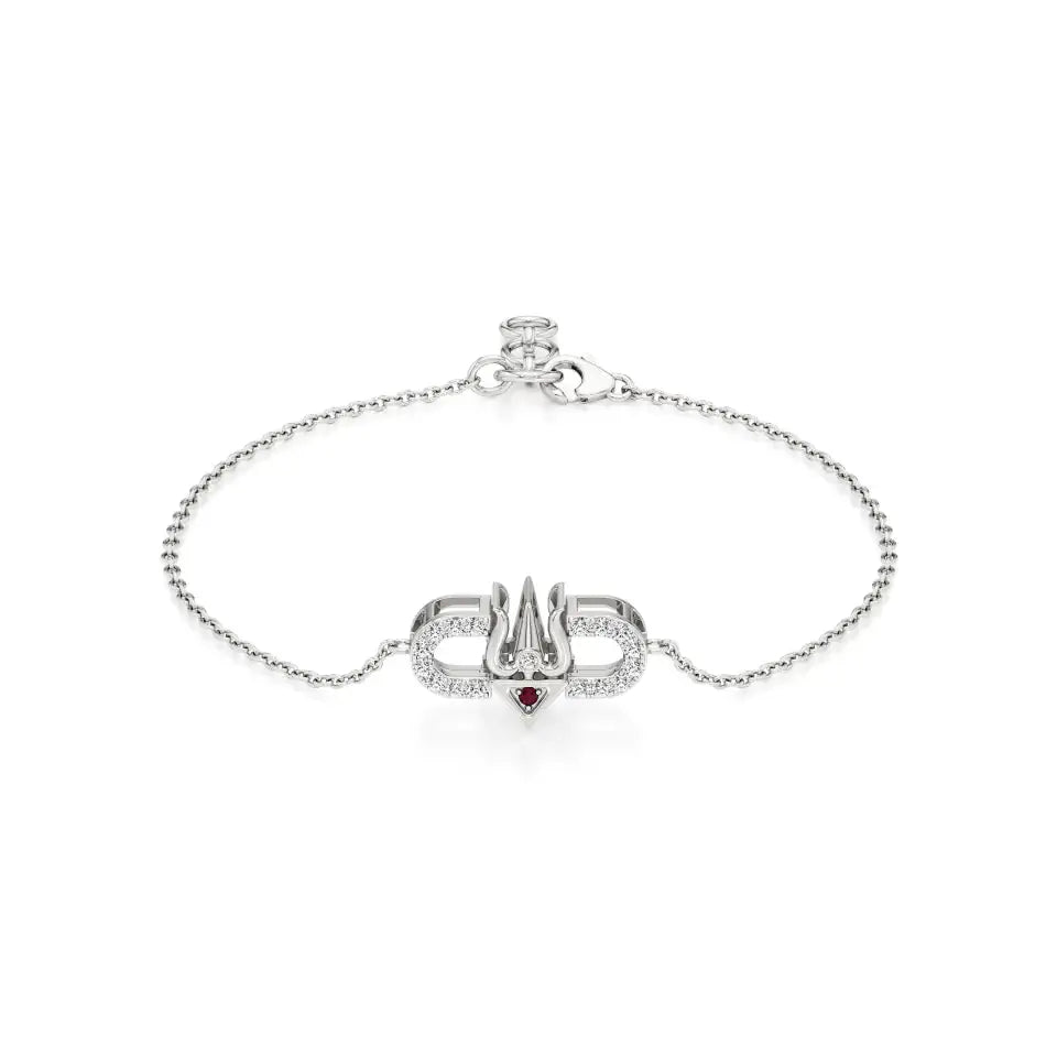 Ishar | Lab Grown Diamonds Cluster with Trident Motif Chain Bracelet - Nivara