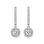 Mira | Cushion & Round Lab-Grown Diamond Halo Dangle Earrings - Nivara