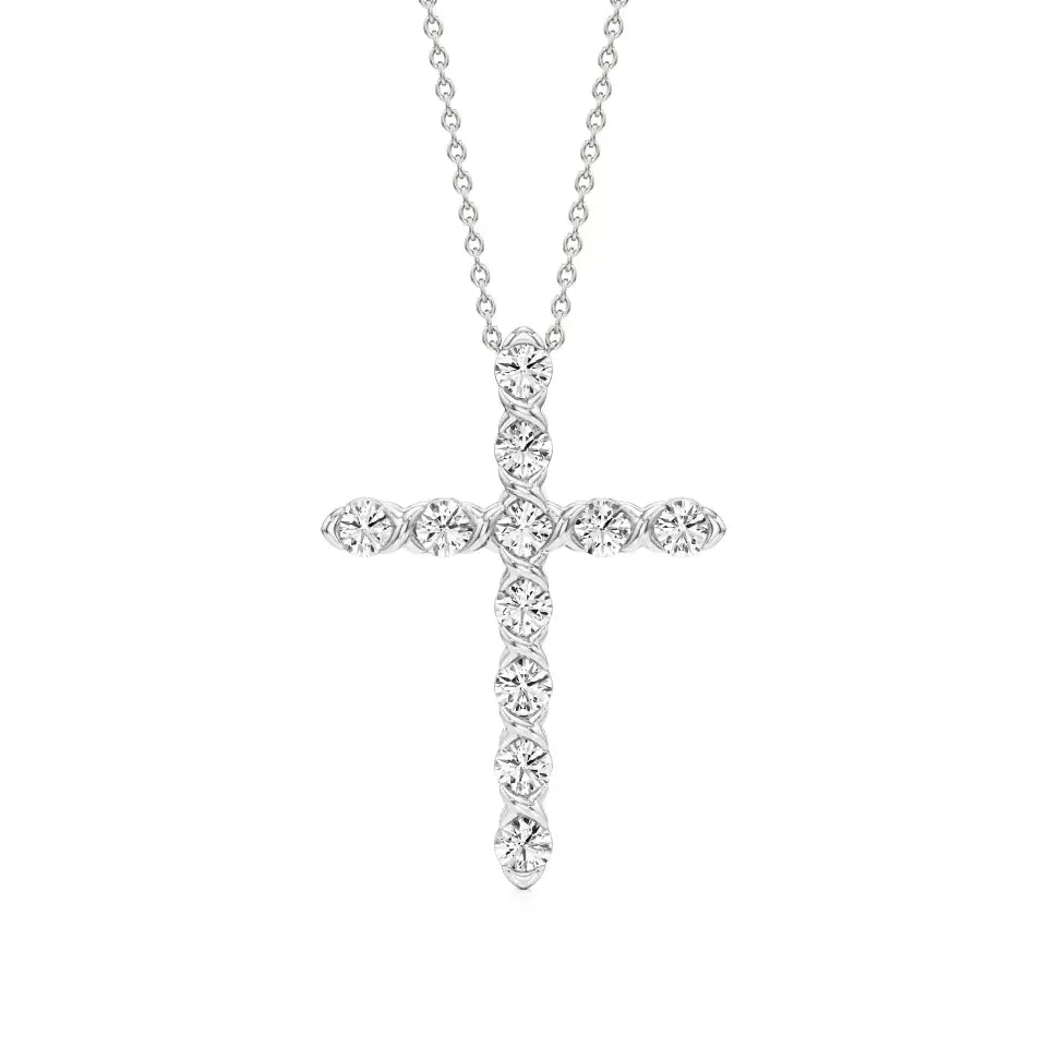 Aura | Classic Round Lab Grown Diamonds Cross Pendant - Nivara