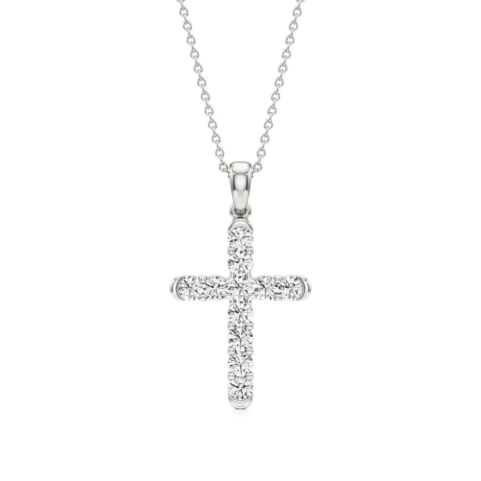 Aura | Round Lab Grown Diamond Bezel Setting Cross Pendant - Nivara