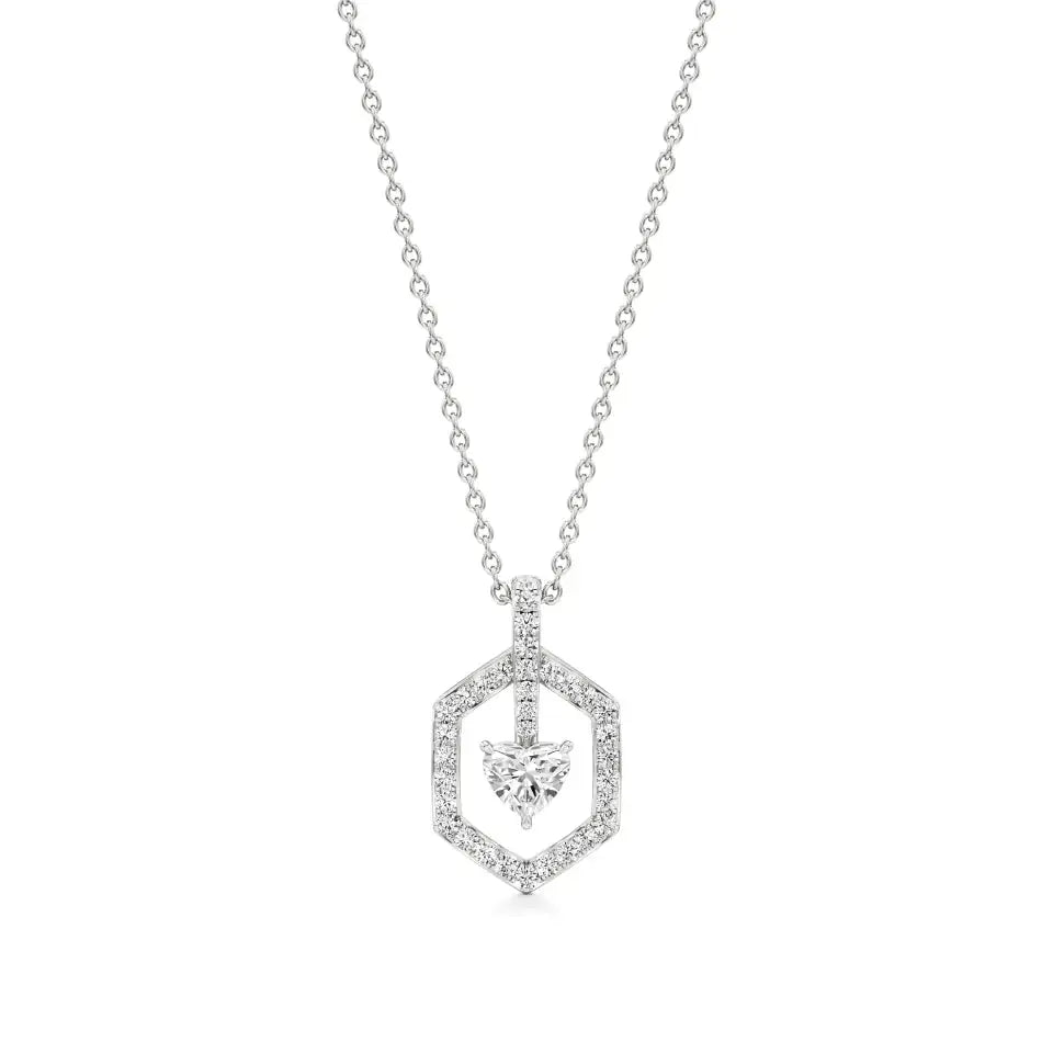 Sneh | Elegant Heart & Round Lab Grown Diamonds Pendant - Nivara