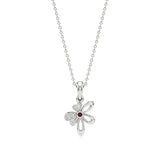 Flora | Diamonds Clustered Floral Design with Ruby Accent Pendant - Nivara