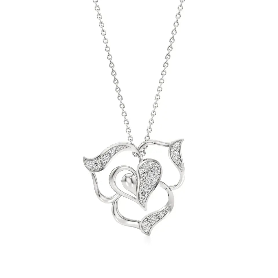 Sneh | Round Lab Grown Diamonds Heart & Petals Pendant - Nivara