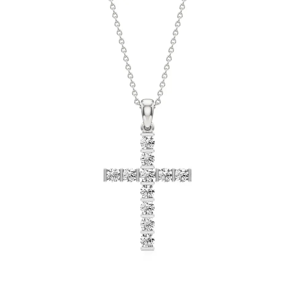 Aura | Round Lab Grown Diamonds Cross Pendant - Nivara