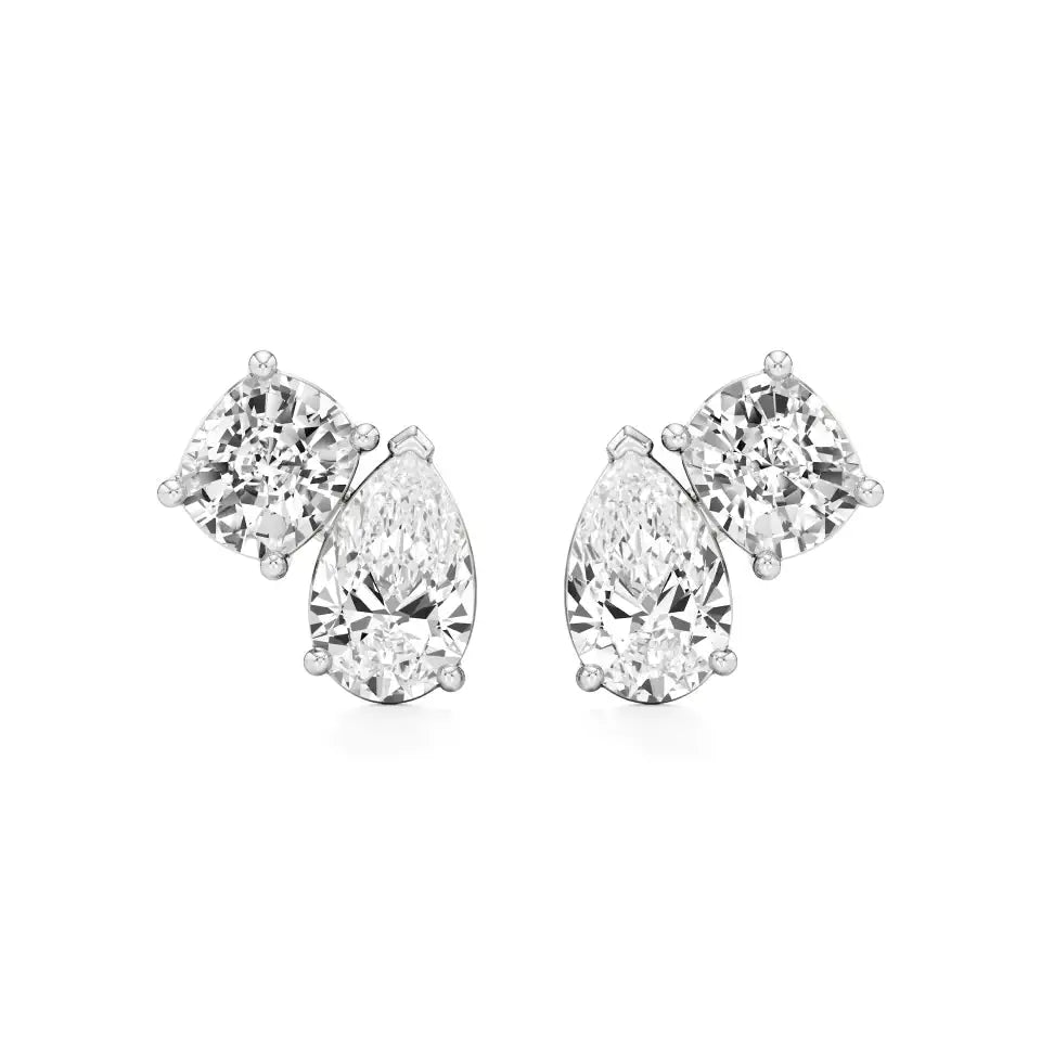 Toi et Moi | Cushion & Pear Lab-Grown Diamond Stud Earrings - Nivara