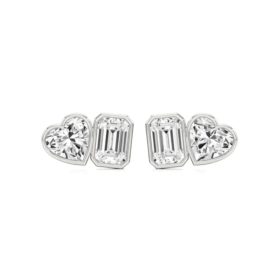 Mode | Hear & Emerald Duo Lab-Grown Diamond Studs - Nivara