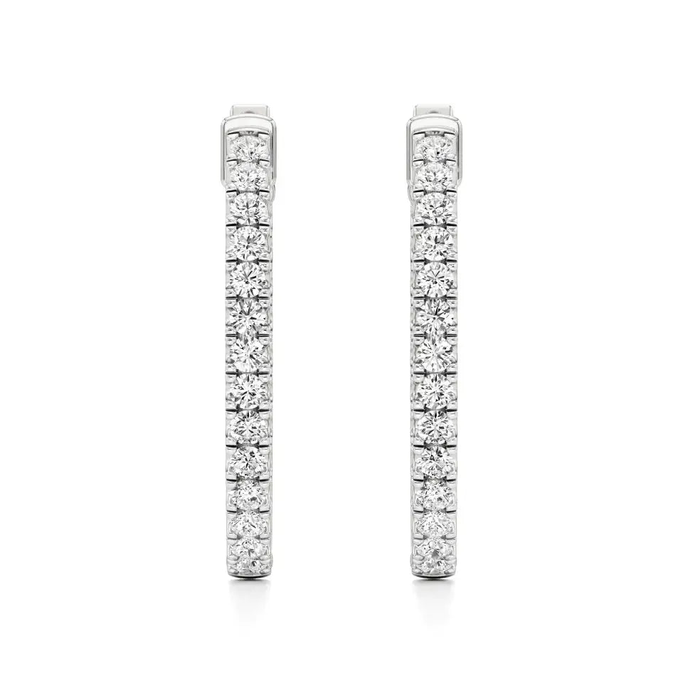 Mode | 32-Round Lab-Grown Diamond Inside-Outside Hoop Earrings - Nivara