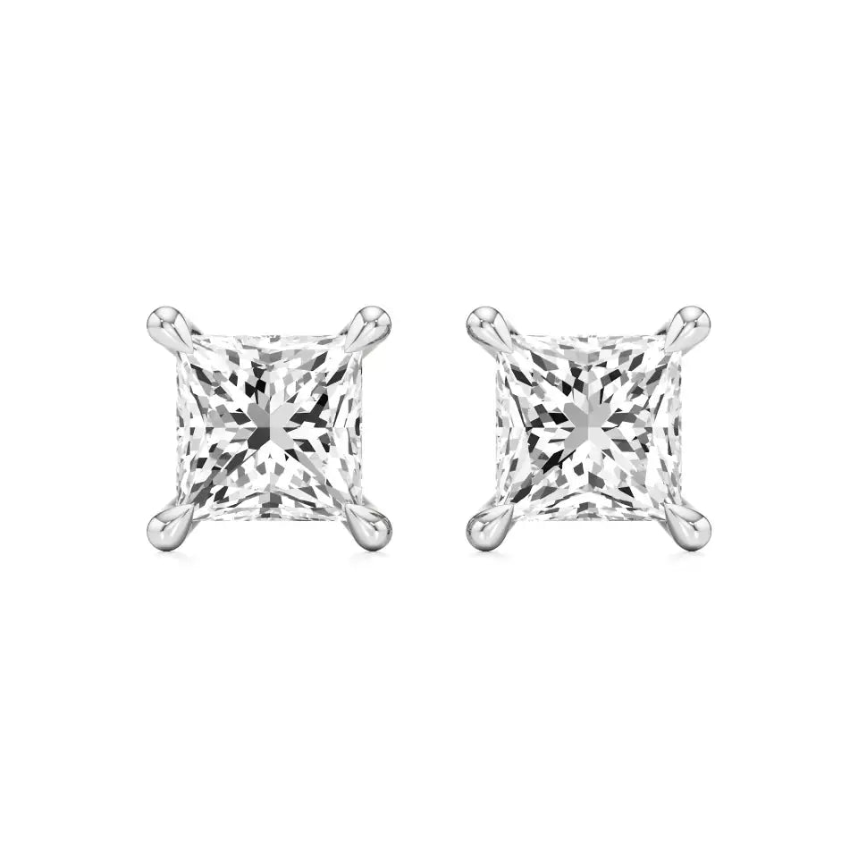Thea | Studs with Four Prong Princess Lab-Grown Diamond - Nivara