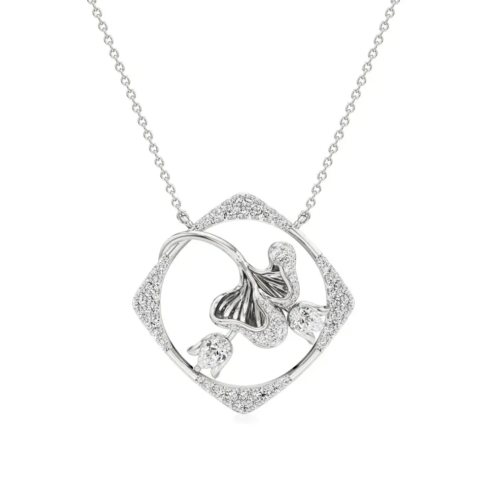Flora | Pear & Round Lab Grown Diamonds Floral Pendant - Nivara