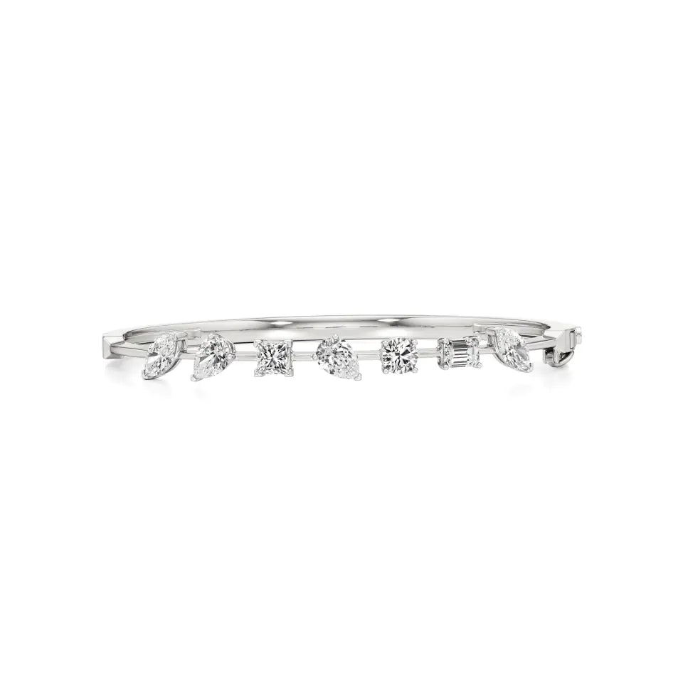 Anek | Elegant Multi-Shape Lab Grown Diamonds Oval Bangle