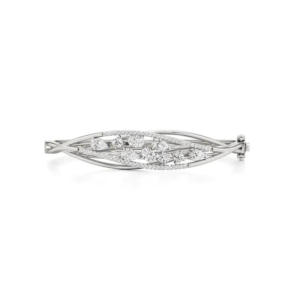 Celestia | Elegant Lab Grown Diamondss Leaf Pattern Bangle - Nivara