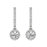 Amaya | Round Lab-Grown Diamond Halo Dangle Earrings