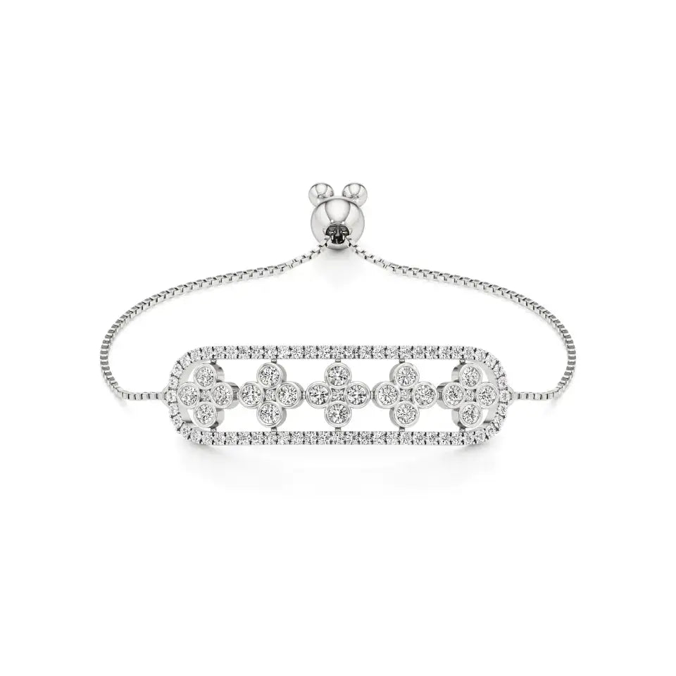 Noor | Round Lab Grown Diamonds Floral Pattern Chain Bracelet - Nivara