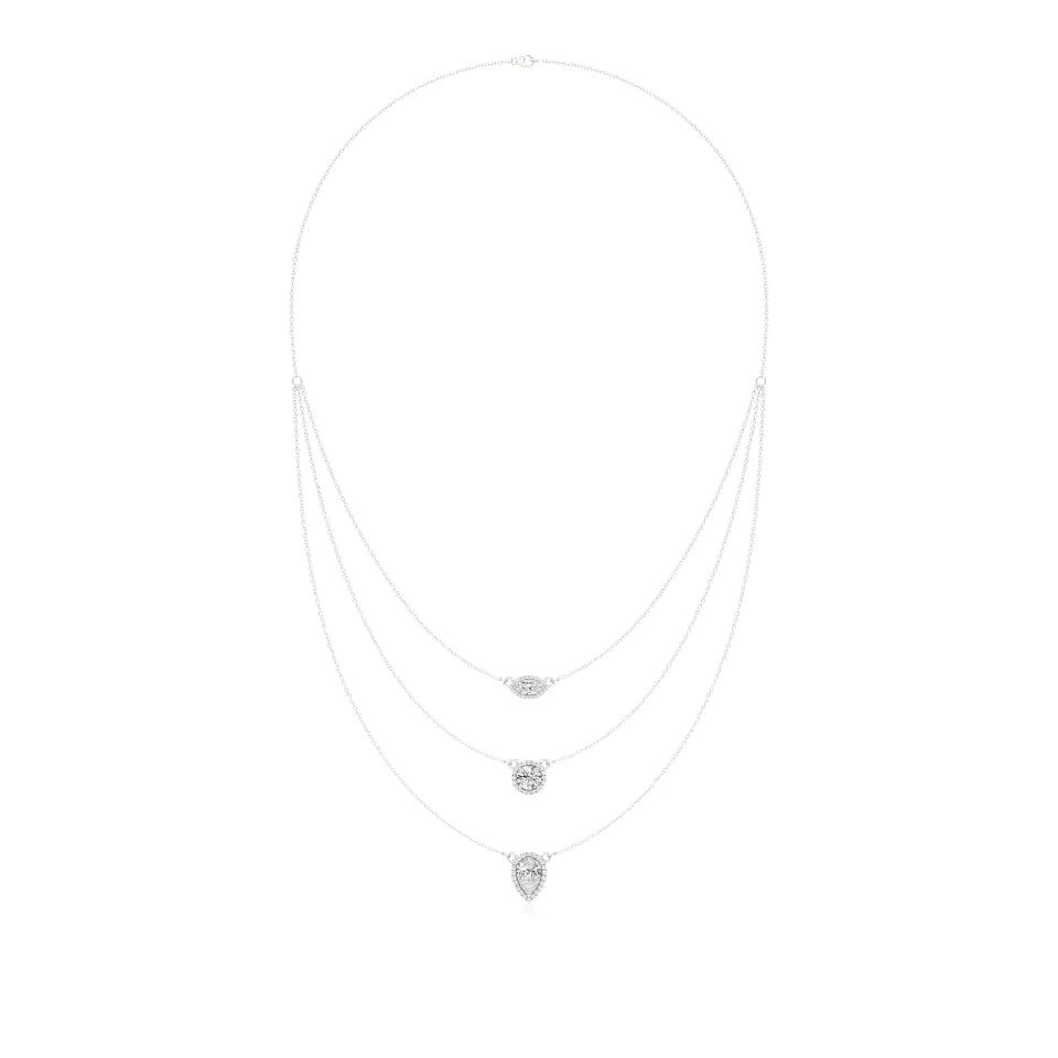 Elara | Pear, Round & Marquise Lab Grown Diamonds Triple Layered Necklace