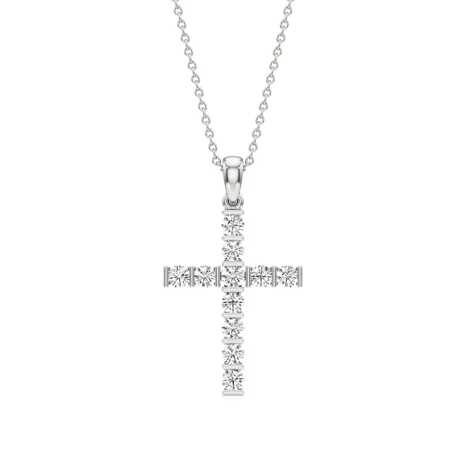 Aura | Round Lab Grown Diamond Cross Pendant - Nivara