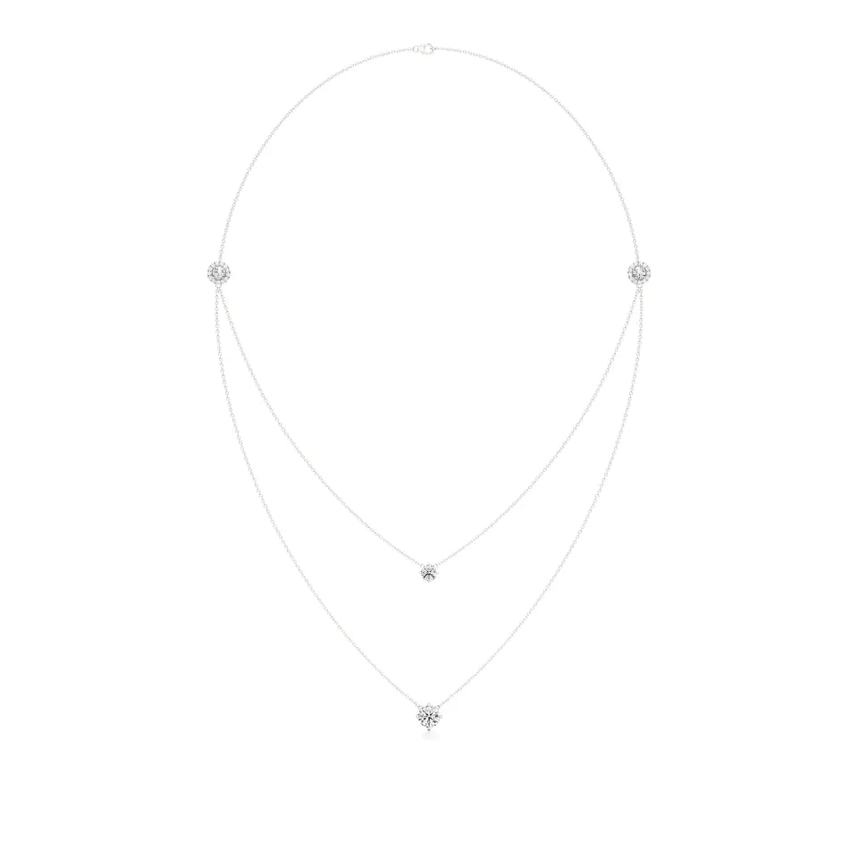 Elara | Round Lab Grown Diamonds Double Chained Necklace