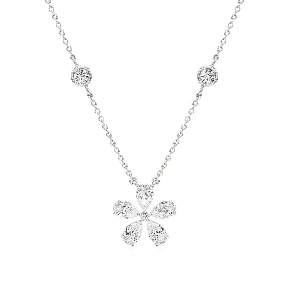 Flora | Pear & Round Lab Grown Diamonds Pendant - Nivara