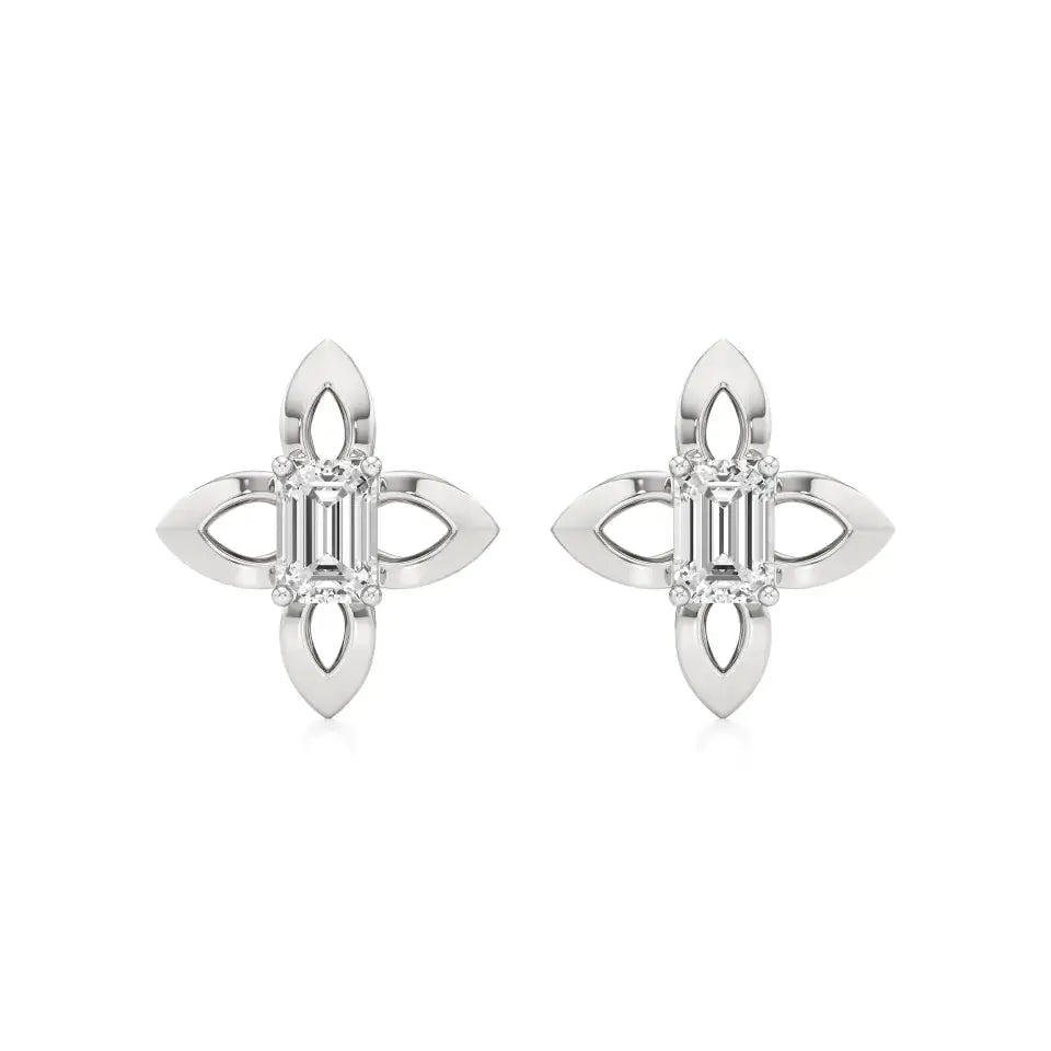 Nora | Emerald Solitaire Lab-Grown Diamond Studs - Nivara