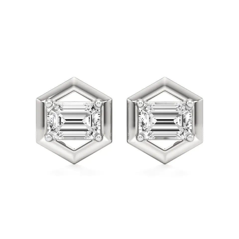 Amaya | Emerald-Cut Solitaire Lab-Grown Diamond Studs