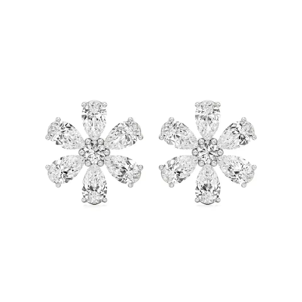 Flora | Pear & Round Lab-Grown Diamond Floral Studs - Nivara