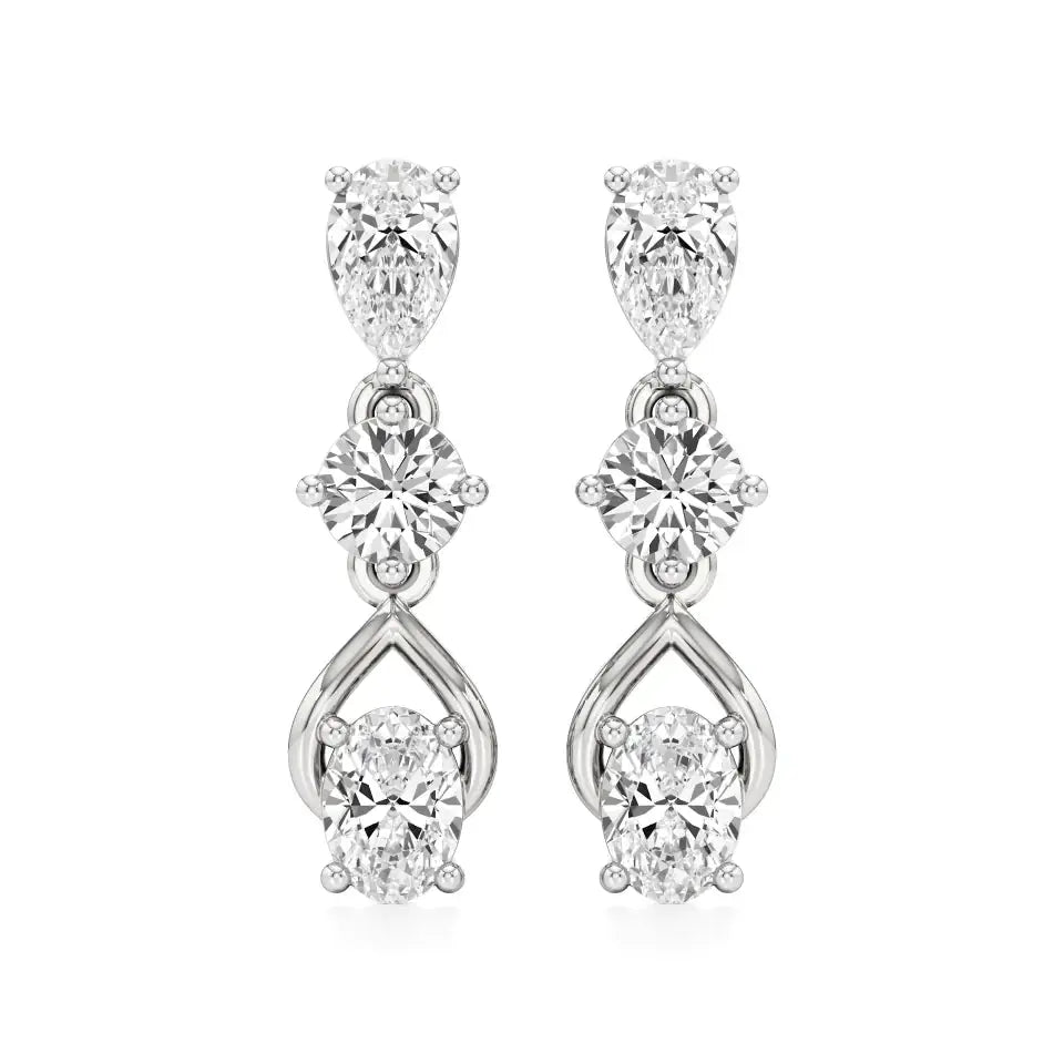 Vanya | Round, Pear and Oval Lab-Grown Diamonds Drop Earrings - Nivara